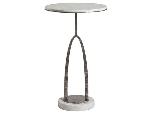 Lexington Artistica Home Vega Contemporary Round Spot Table With Unique Century Marble Top And Hammered Iron Base Design Natural Iron Wood 2248-950
