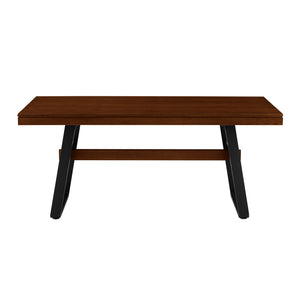 English Elm Walker Edison - Modern Industrial Metal & Wood Large Dining Table Dark Walnut – Seats 6-8, Warp-Resistant Veneer, Adjustable Feet, Versatile Desk Option B185P169206
