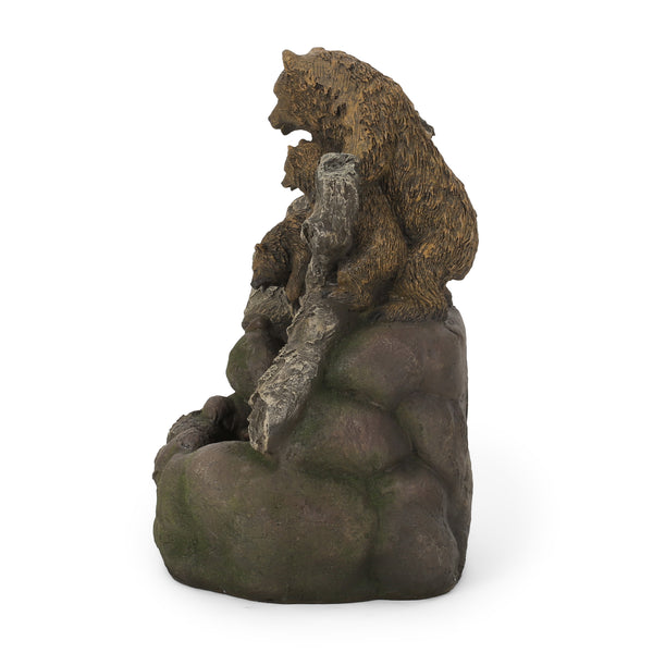 English Elm Christopher Knight Home® - 24.75" CALLAN FOUNTAIN Weather-Resistant Outdoor Floor Fountain with Pump, Underwater Lights & Bear Accents 71777.00LM