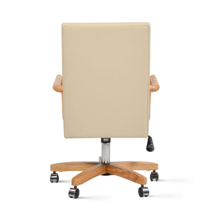 English Elm Jennifer Taylor Home - Dumont High Back Executive Office Chair - Top Grain Leather, Lumbar Support, Tilt & Swivel, Neutral Beige Elegance B2719P238268