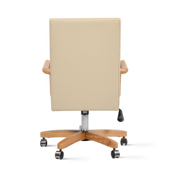 English Elm Jennifer Taylor Home - Dumont High Back Executive Office Chair - Top Grain Leather, Lumbar Support, Tilt & Swivel, Neutral Beige Elegance B2719P238268