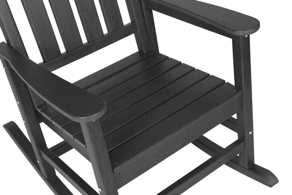 English Elm Oversized Rocking Chair with Wood-Texture Patio Rocker for Adults Ergonomic Weatherproof Seat for Porch Gray W2103P278560