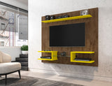 Manhattan Comfort Plaza Modern Floating Entertainment Center Rustic Brown and Yellow 224BMC94