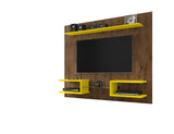 Manhattan Comfort Plaza Modern Floating Entertainment Center Rustic Brown and Yellow 224BMC94