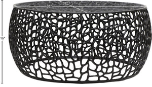 Meridian Furniture Priya Geometric Lattice Aluminum Coffee Table for Modern Living Room Decor 224Black-C