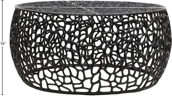 Meridian Furniture Priya Geometric Lattice Aluminum Coffee Table for Modern Living Room Decor 224Black-C