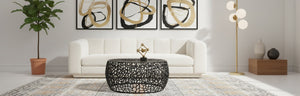 Meridian Furniture Priya Geometric Lattice Aluminum Coffee Table for Modern Living Room Decor 224Black-C
