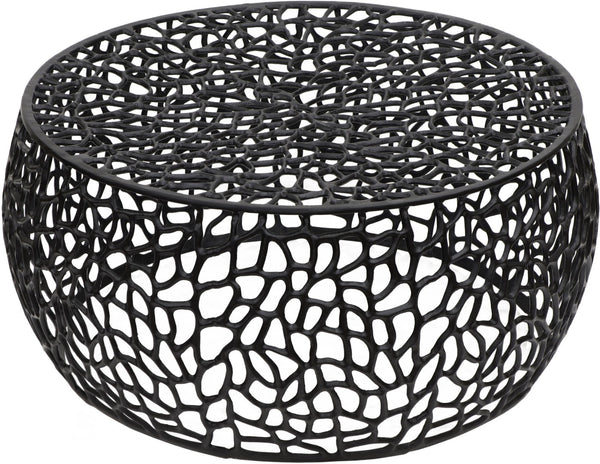 Meridian Furniture Priya Geometric Lattice Aluminum Coffee Table for Modern Living Room Decor 224Black-C