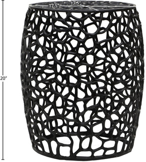 Meridian Furniture Priya Woven Lattice Aluminum End Table Sculptural Matte Accent for Modern Living 224Black-E