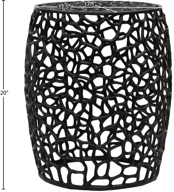 Meridian Furniture Priya Woven Lattice Aluminum End Table Sculptural Matte Accent for Modern Living 224Black-E