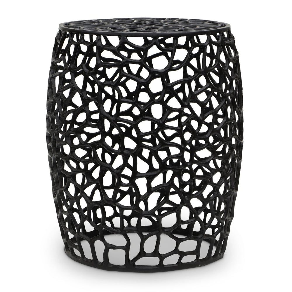 Meridian Furniture Priya Woven Lattice Aluminum End Table Sculptural Matte Accent for Modern Living 224Black-E