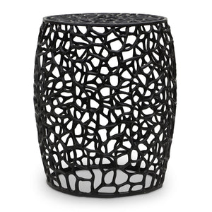 Meridian Furniture Priya Woven Lattice Aluminum End Table Sculptural Matte Accent for Modern Living 224Black-E