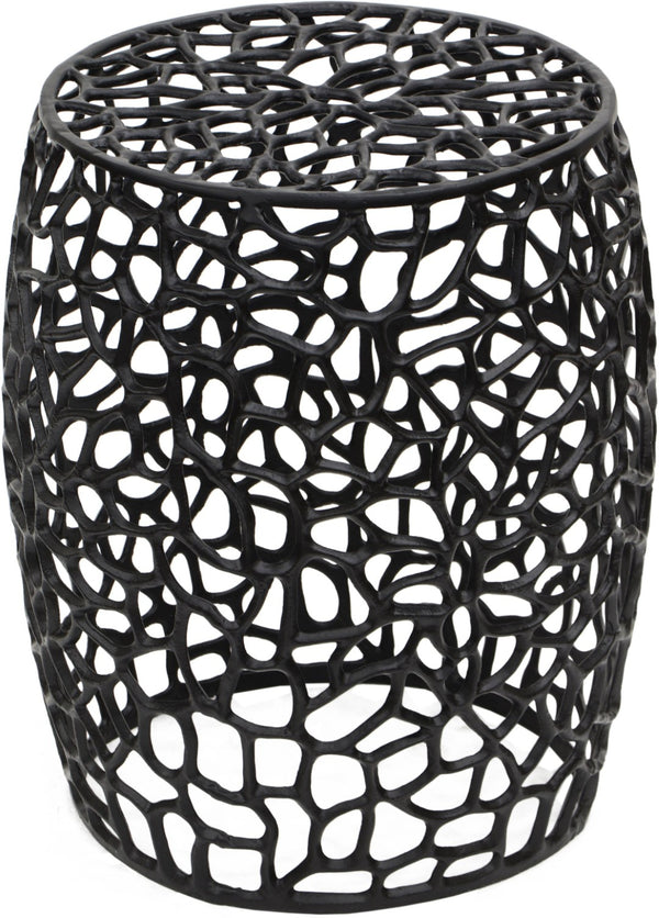Meridian Furniture Priya Woven Lattice Aluminum End Table Sculptural Matte Accent for Modern Living 224Black-E
