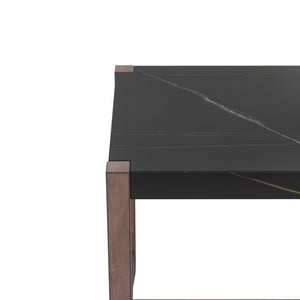 English Elm Counter 47.5-Inch Faux Marble Counter Height Table with Sturdy Rubber Wood Legs, Modern Dining Accent (96) Black N752P269652B