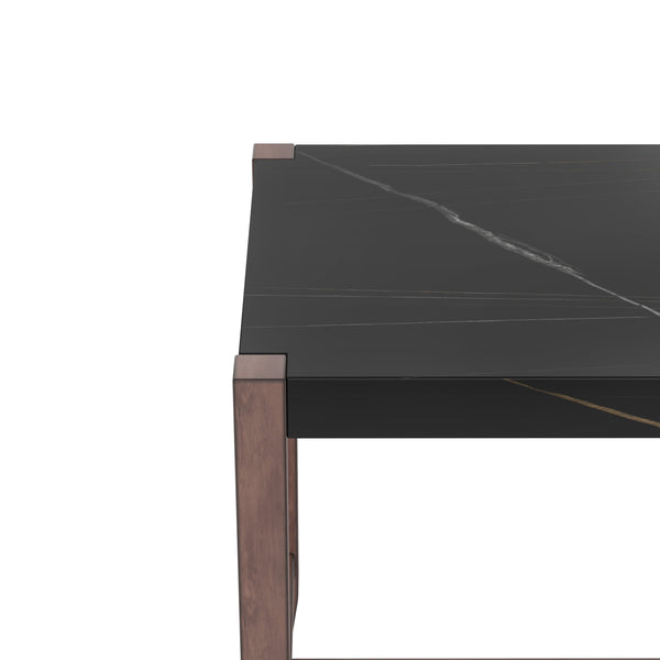 English Elm Counter 47.5-Inch Faux Marble Counter Height Table with Sturdy Rubber Wood Legs, Modern Dining Accent (96) Black N752P269652B