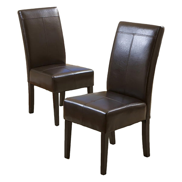 English Elm Pertica Upholstered Dining Chairs with T-stitch Detail Set of Two Modern Wood Leg N769P368470B
