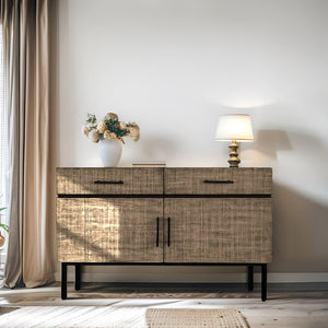 English Elm Accent Mahogany Cabinet Console Table 48"W x16"D x30"H — Solid Veneer Storage Drawer & 9"H Leg Clearance B035P148238