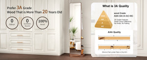 English Elm 360° Swivel Full Length Mirror with Coat Hooks Solid Rubberwood Frame Bedroom Entryway W2987P225479