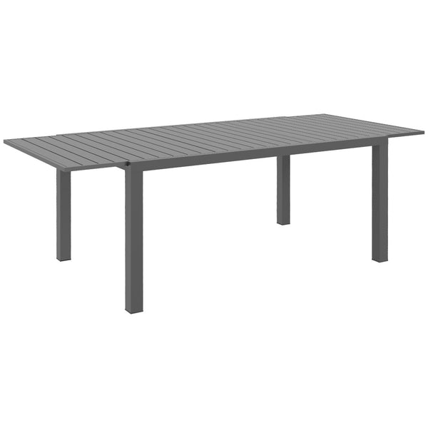 English Elm Outsunny Expandable Patio Table For 6-8, Durable Aluminum Frame, Sleek Slatted Top For Outdoor Spaces W2225P174357-GIGA