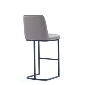 English Elm Serena Metal Upholstered Barstool with Matte Black Frame, Leatherette Cushion, Commercial Grade Comfort taupe B365P397928