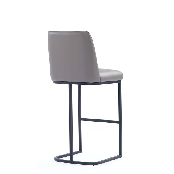 English Elm Serena Metal Upholstered Barstool with Matte Black Frame, Leatherette Cushion, Commercial Grade Comfort taupe B365P397928