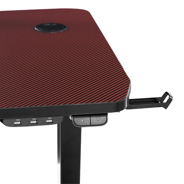 OSP Home Furnishings Arena 1337 Battlestation Gaming Desk Red Carbon Fiber/Black