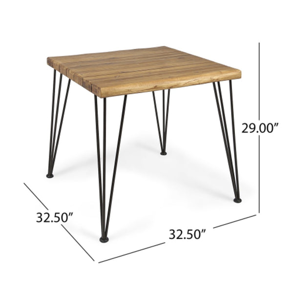 English Elm 5 Piece Outdoor Dining Set Acacia Wood Square Table Seats 4 Modern Patio N762S000028AAE