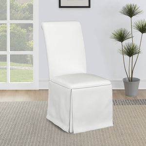 English Elm Isela White Upholstered Parson Side Chairs Set of 2 — Timeless Skirted Pleated Seats, Tall Curved Backs B062P375533