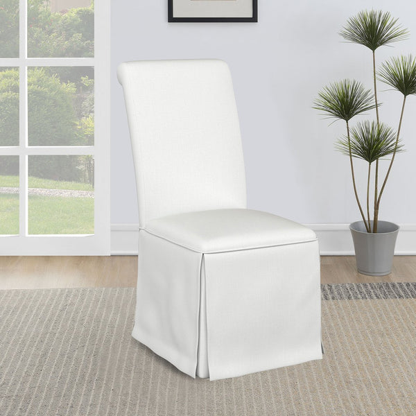 English Elm Isela White Upholstered Parson Side Chairs Set of 2 — Timeless Skirted Pleated Seats, Tall Curved Backs B062P375533