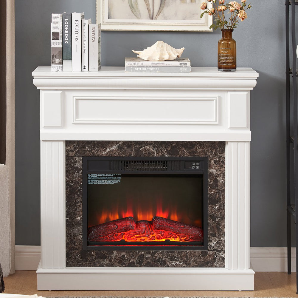 English Elm Electric Fireplace With Classic Mantel Surround, 3D Flame, Remote Control & Adjustable Heat Settings W1758S00031