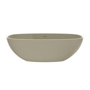 English Elm 66.9 Inch Stone Resin Freestanding Soaking Tub Matte Khaki Spa Bathtub W1613P381035