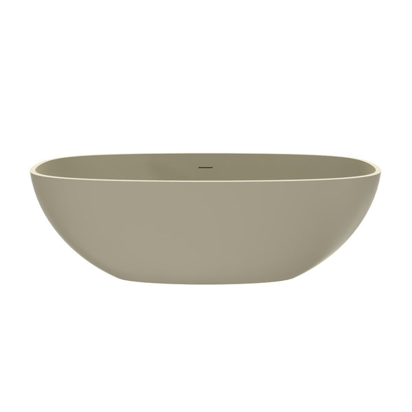 English Elm 66.9 Inch Stone Resin Freestanding Soaking Tub Matte Khaki Spa Bathtub W1613P381035