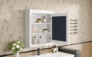 English Elm 24'' 24'' Wall Mounted Bathroom Mirror Cabinet with Adjustable Shelves, Space-Saving Modern Storage Solution White N710P195492K
