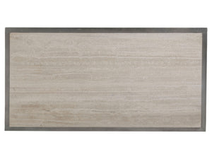 Lexington Artistica Home Everest Contemporary Cocktail Table With White Travertine Top & Silver Leaf X-stretcher Base Silver Leaf Wood 2250-945