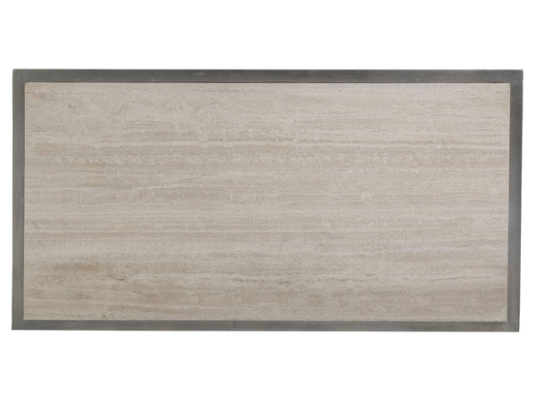 Lexington Artistica Home Everest Contemporary Cocktail Table With White Travertine Top & Silver Leaf X-stretcher Base Silver Leaf Wood 2250-945