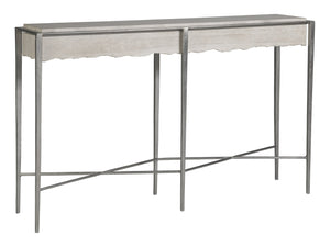 Lexington Artistica Home Everest Console Table - Contemporary White Travertine Top With Unique Live Edge And Silver Leaf Base Silver Leaf Wood 2250-966