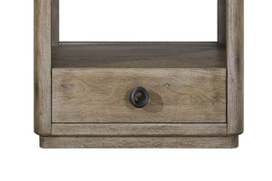English Elm Knotty Oak Veneer End Table with Drawer and Open Shelf for Modern Living Rooms B2699P434059