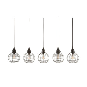 Wire Ball 7'' Wide 5-Light Linear Mini Pendant - Black 225064 Elk Home