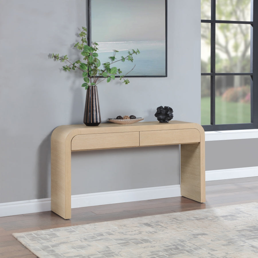 Cresthill Oak Wood Art Deco Console Table - Stylish Brushed Finish, Durable Design, 200 lbs Capacity