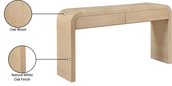 Cresthill Oak Wood Art Deco Console Table - Stylish Brushed Finish, Durable Design, 200 lbs Capacity