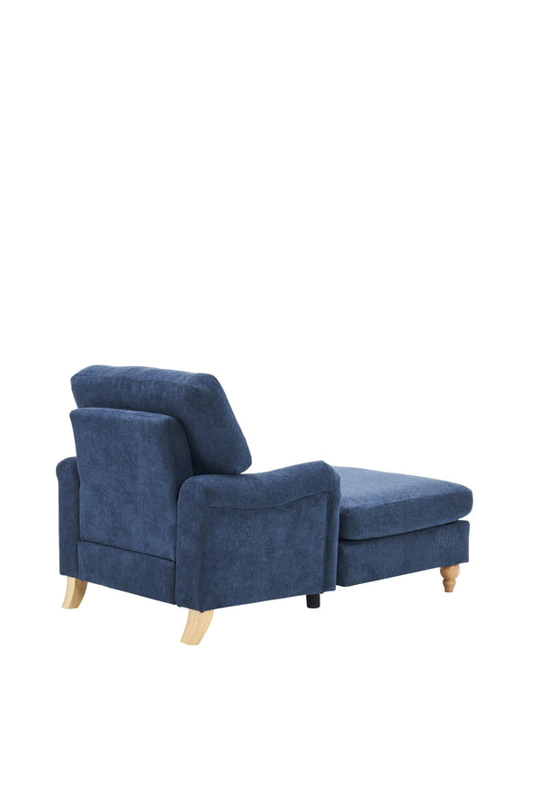 English Elm Modern Mid-Century Oversized Chaise Lounger Sofa Bed with Solid Wood Legs, Deep Seat Comfort Sleeper Blue W2363S00067