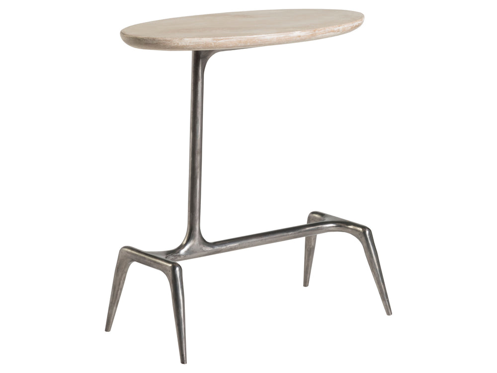 Lexington Artistica Home Wilder Oval Spot Table - Hand Forged Iron Base With Unique Desert Scagliola Stone Top For Elegance Natural Iron Wood 2251-950