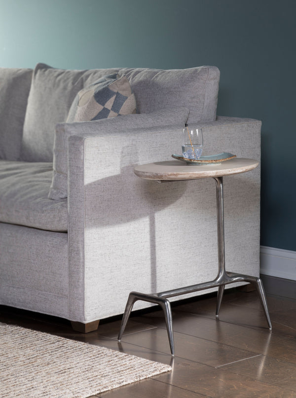 Lexington Artistica Home Wilder Oval Spot Table - Hand Forged Iron Base With Unique Desert Scagliola Stone Top For Elegance Natural Iron Wood 2251-950