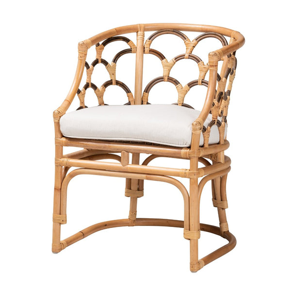 English Elm Bohemian Natural Rattan Accent Chair with Braided Arms for Eclectic Living Rooms B2750P467642