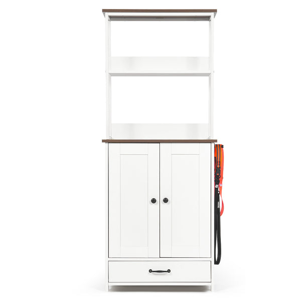 English Elm Pet Feeding Station with Hidden Pull-Out Drawers, Stainless Bowls, Adjustable Panel & Shelves for Storage W1687P271054