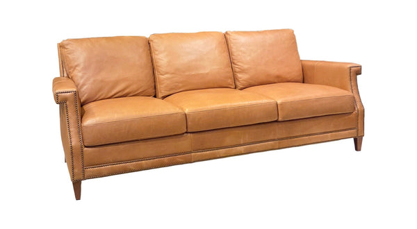Olivia + Quinn Molly Leather Sofa In Angelina Syrup - Luxurious 3-seat Design With Elegant Nail Trim Detailing Angelina Syrup Leather,Foam,Wood 2251_Agl1803