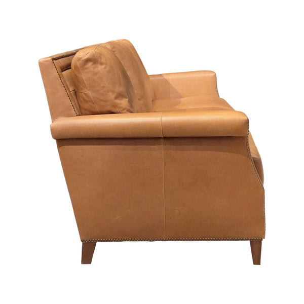 Olivia + Quinn Molly Leather Sofa In Angelina Syrup - Luxurious 3-seat Design With Elegant Nail Trim Detailing Angelina Syrup Leather,Foam,Wood 2251_Agl1803