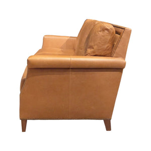Olivia + Quinn Molly Leather Sofa In Angelina Syrup - Luxurious 3-seat Design With Elegant Nail Trim Detailing Angelina Syrup Leather,Foam,Wood 2251_Agl1803