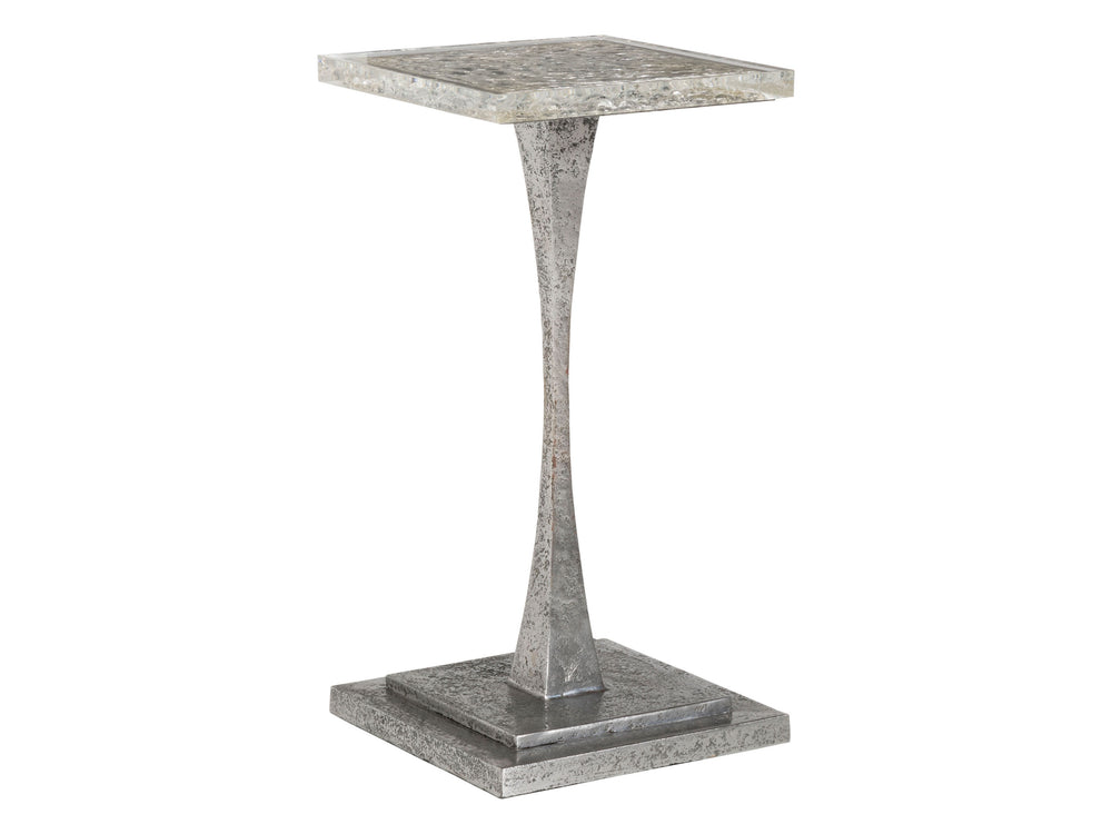 Lexington Artistica Home Montreaux Elegant Square Spot Table - Unique Mixed Media Design With Silver Leaf And Acrylic Finish Natural Iron Wood 2252-950