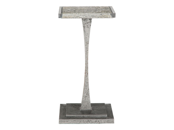 Lexington Artistica Home Montreaux Elegant Square Spot Table - Unique Mixed Media Design With Silver Leaf And Acrylic Finish Natural Iron Wood 2252-950